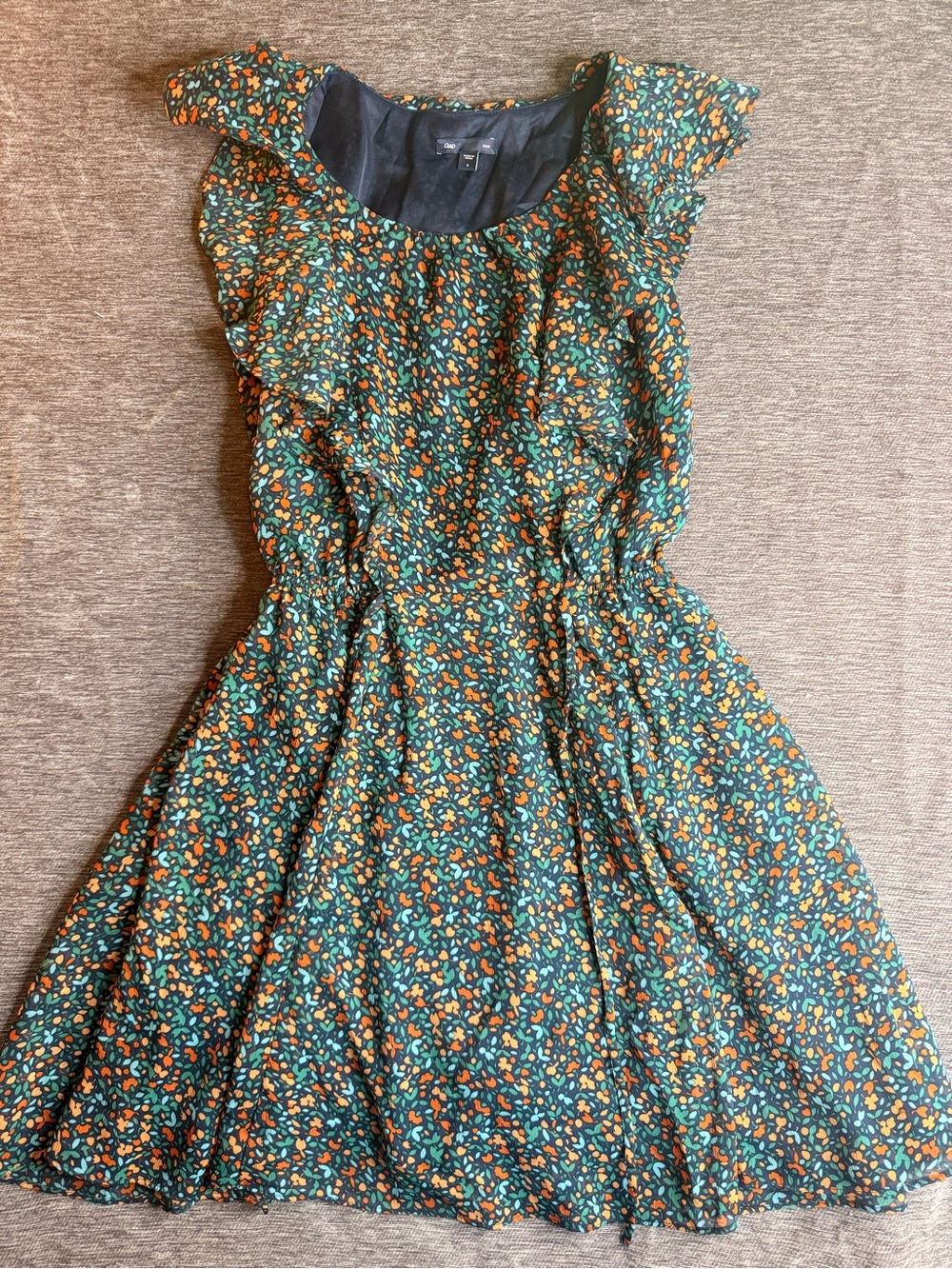 Women’s Green Floral Ruffle Dress - Casual fall Dress